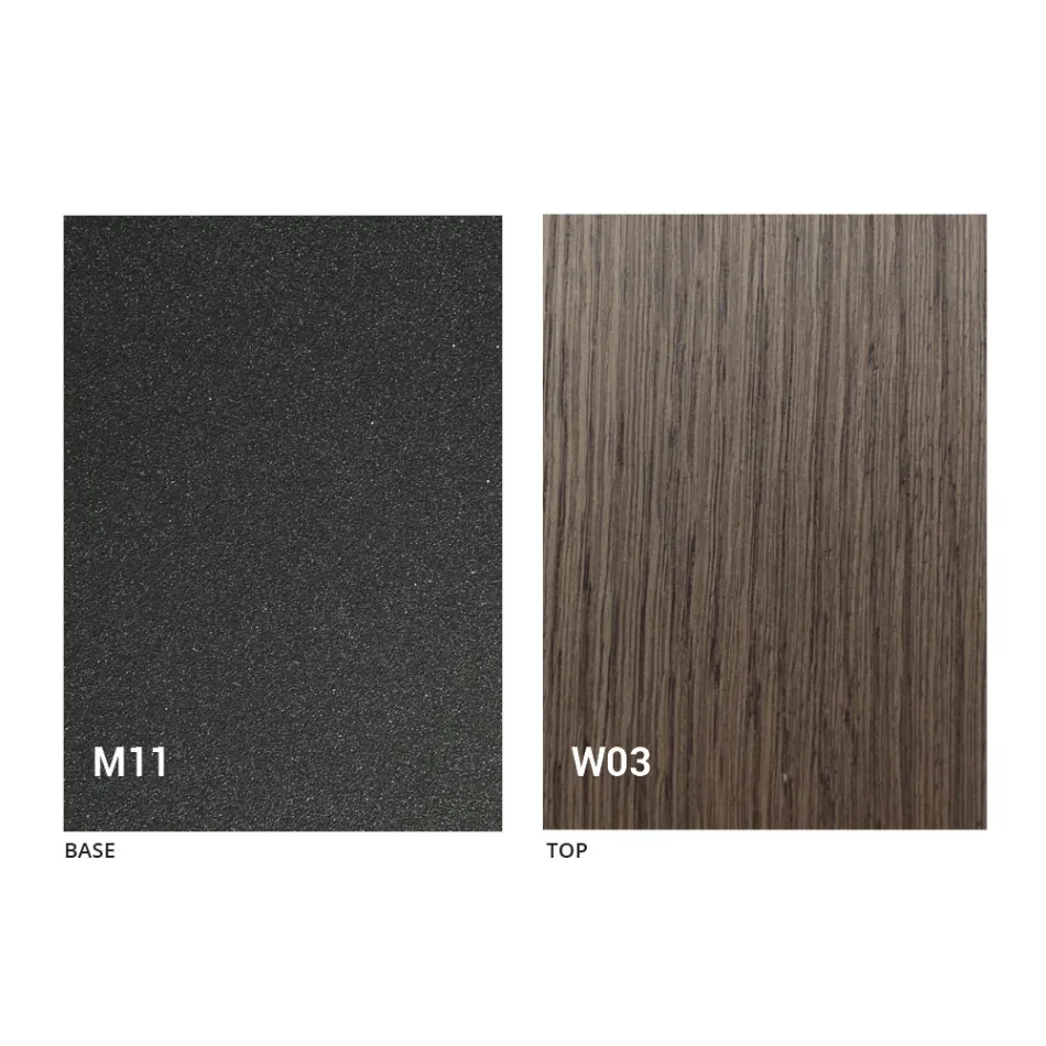 Nowoczesny stolik kawowy z drewna i metalu wykonany we Włoszech - Fabio Viadurini