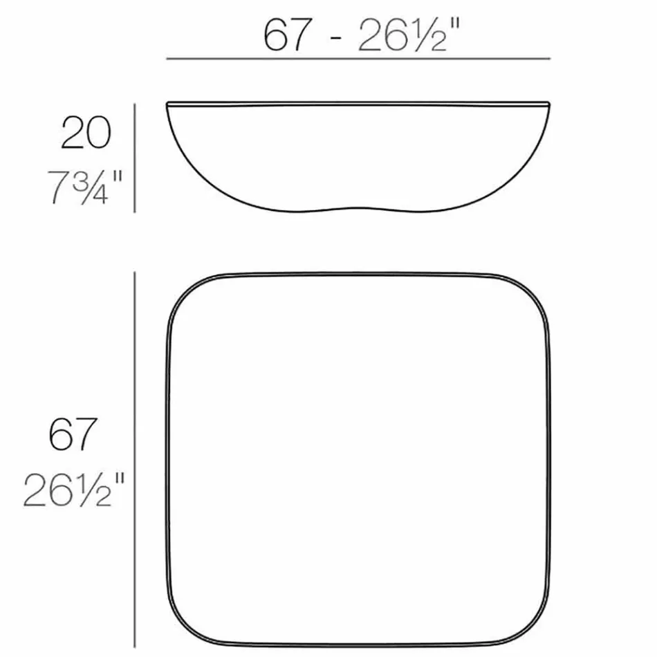 Poduszka na zewnątrz stolik kawowy Vondom, nowoczesny design, 67x67 cm Viadurini