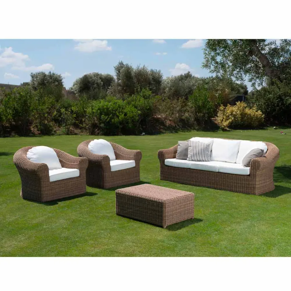 Stolik ogrodowy z tkanego syntetycznego rattanu - Yves Viadurini