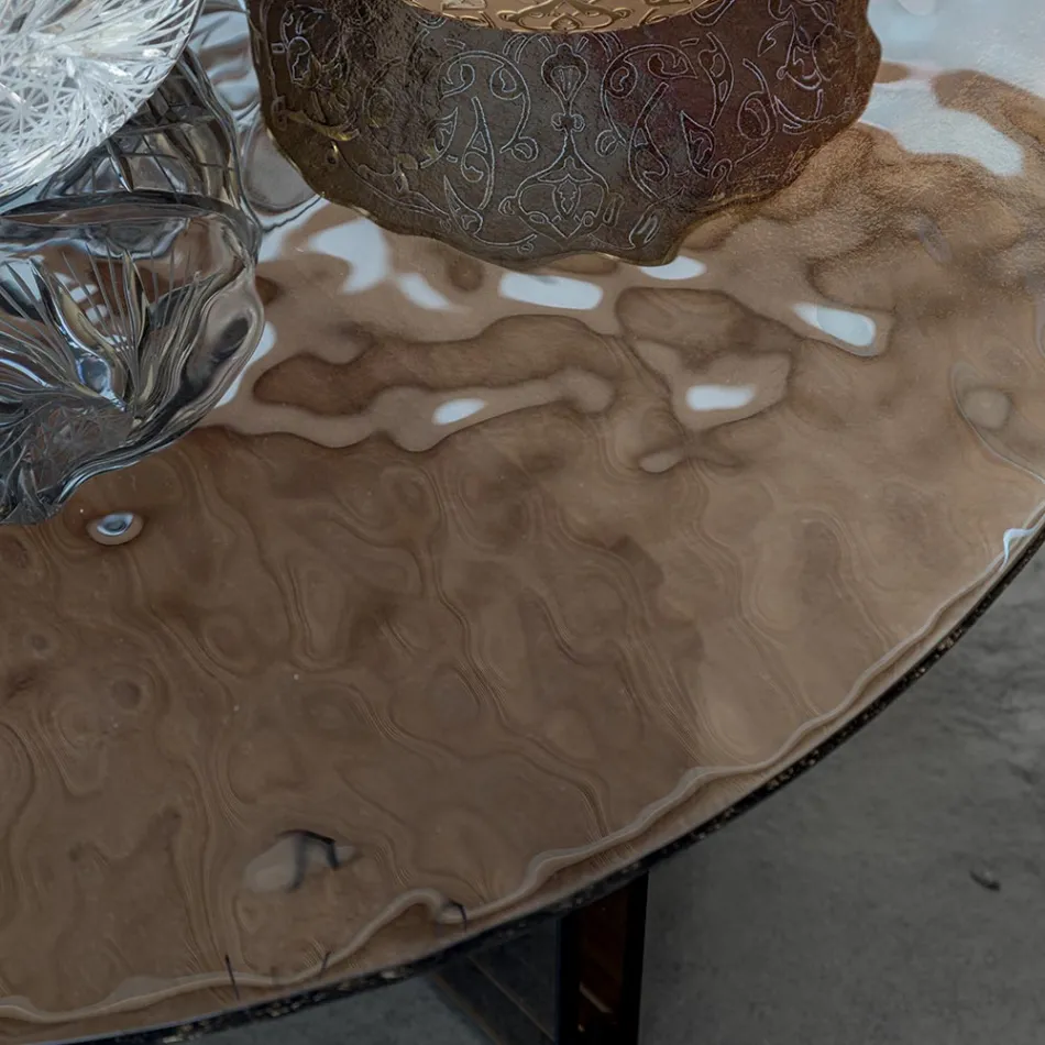 Okrągły szklany stolik kawowy do salonu 3 rozmiary - Imolao Viadurini