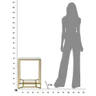 Kwadratowy stolik kawowy ze złotego żelaza, białej żywicy i szkła - Tokio Viadurini