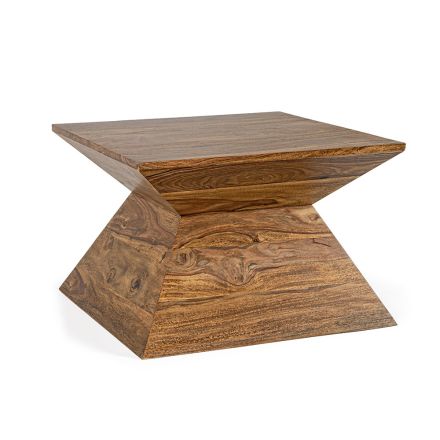 Stolik kawowy Homemotion Piramida z drewna sheesham - Torrice Viadurini