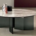 Okrągły stolik kawowy z ceramicznym blatem i nogami z przydymionego szkła - losowo Viadurini