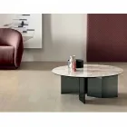 Okrągły stolik kawowy z ceramicznym blatem i nogami z przydymionego szkła - losowo Viadurini