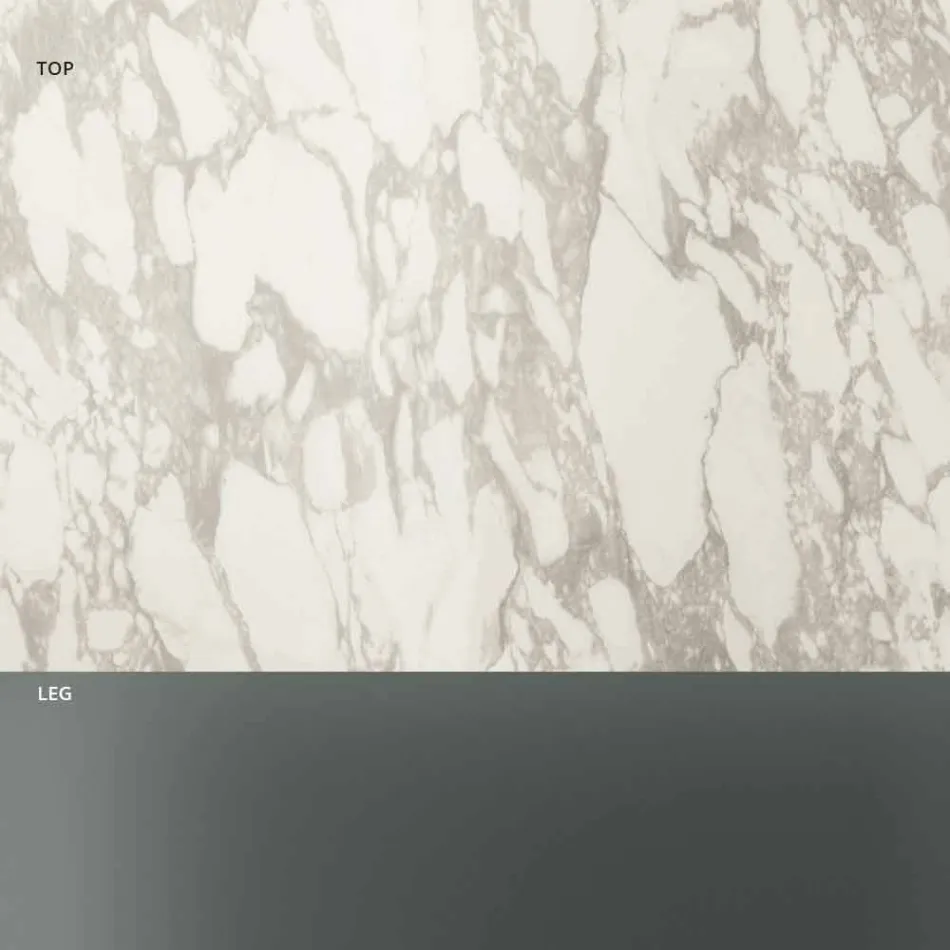 Okrągły stolik kawowy z ceramicznym blatem i nogami z przydymionego szkła - losowo Viadurini