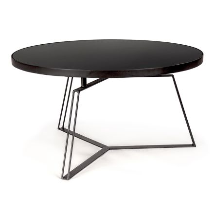 Okrągły stolik kawowy z czarnej stali i szkła, 2 rozmiary - Zanzino Viadurini