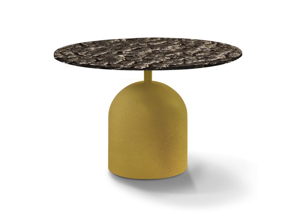 Okrągły stolik kawowy z kutego kryształu i metalu Made in Italy - Livigno Viadurini