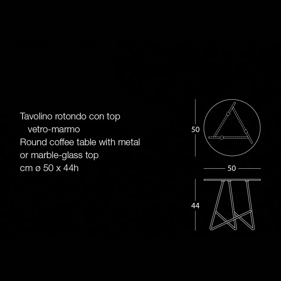 Okrągły stolik kawowy z luksusowego metalu i szkła z efektem marmuru - Magali Viadurini