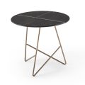 Okrągły stolik kawowy z metalu i luksusowego szkła z efektem marmuru - Magali