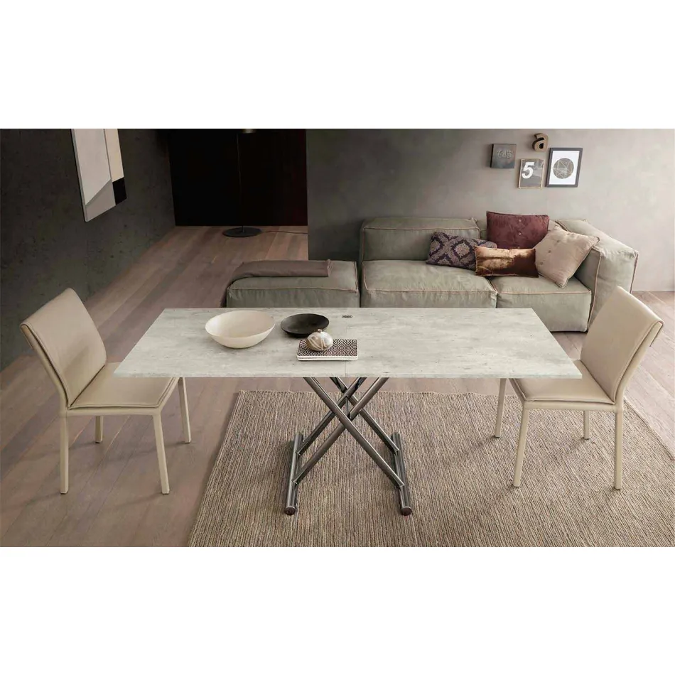 Nowoczesny rozkładany stolik kawowy z drewna i metalu Made in Italy - Gabri Viadurini