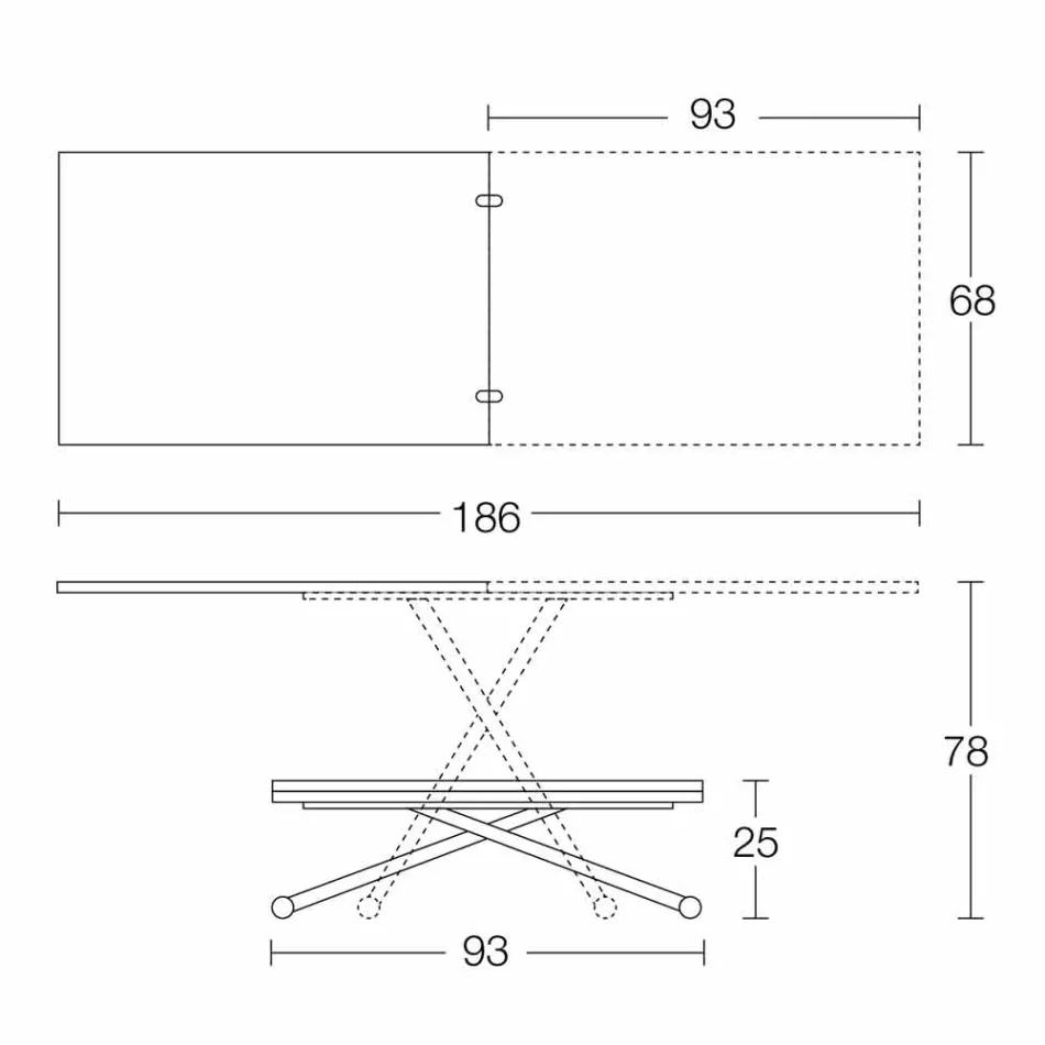 Nowoczesny rozkładany stolik kawowy z drewna i metalu Made in Italy - Gabri Viadurini