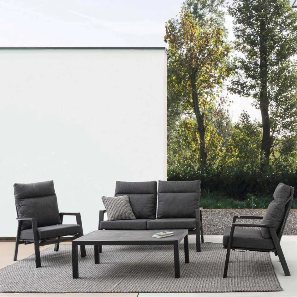 Stolik kawowy na zewnątrz z aluminiową podstawą i ceramicznym blatem - Maino Viadurini