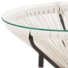 Zewnętrzny stalowy stolik kawowy z designerskim szklanym blatem - Spumolizia Viadurini