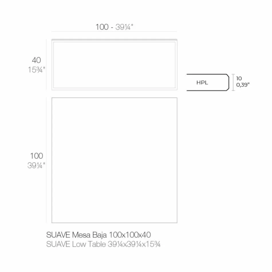 Stolik kawowy na zewnątrz z aluminium i kwadratowego czarnego laminatu - Suave firmy Vondom Viadurini