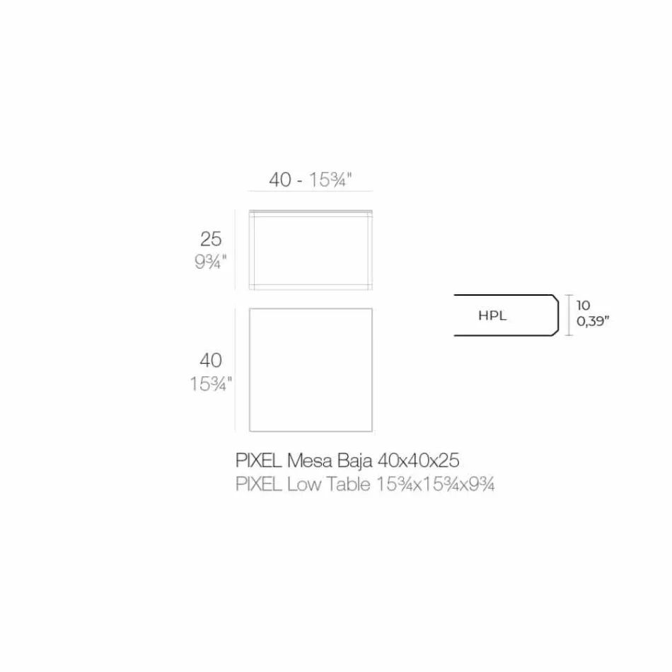 Stolik kawowy na zewnątrz z aluminium i kwadratowego czarnego laminatu - Suave firmy Vondom Viadurini