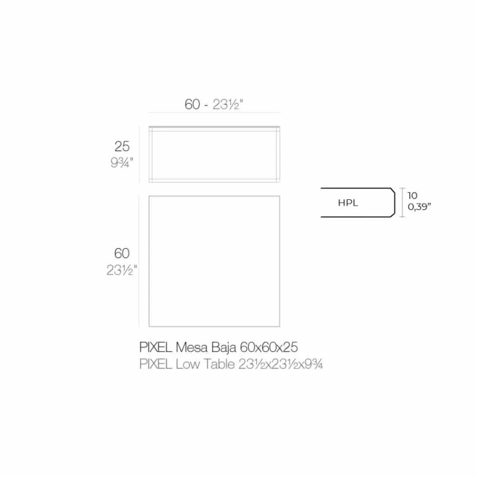 Stolik kawowy na zewnątrz z aluminium i kwadratowego czarnego laminatu - Suave firmy Vondom Viadurini