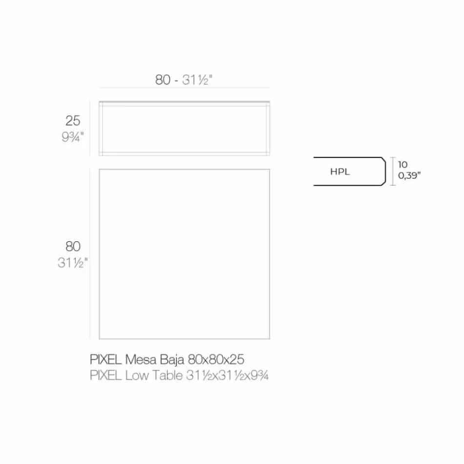 Stolik kawowy na zewnątrz z aluminium i kwadratowego czarnego laminatu - Suave firmy Vondom Viadurini
