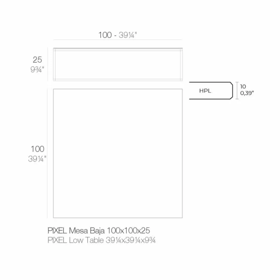 Stolik kawowy na zewnątrz z aluminium i kwadratowego czarnego laminatu - Suave firmy Vondom Viadurini