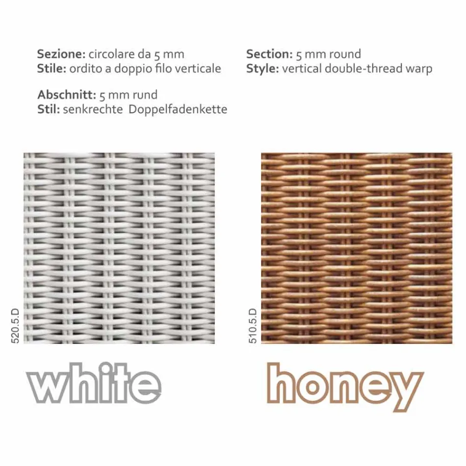 Tabeli na zewnątrz w całości wykonana z plecionki z polietylenu strony Mat Viadurini