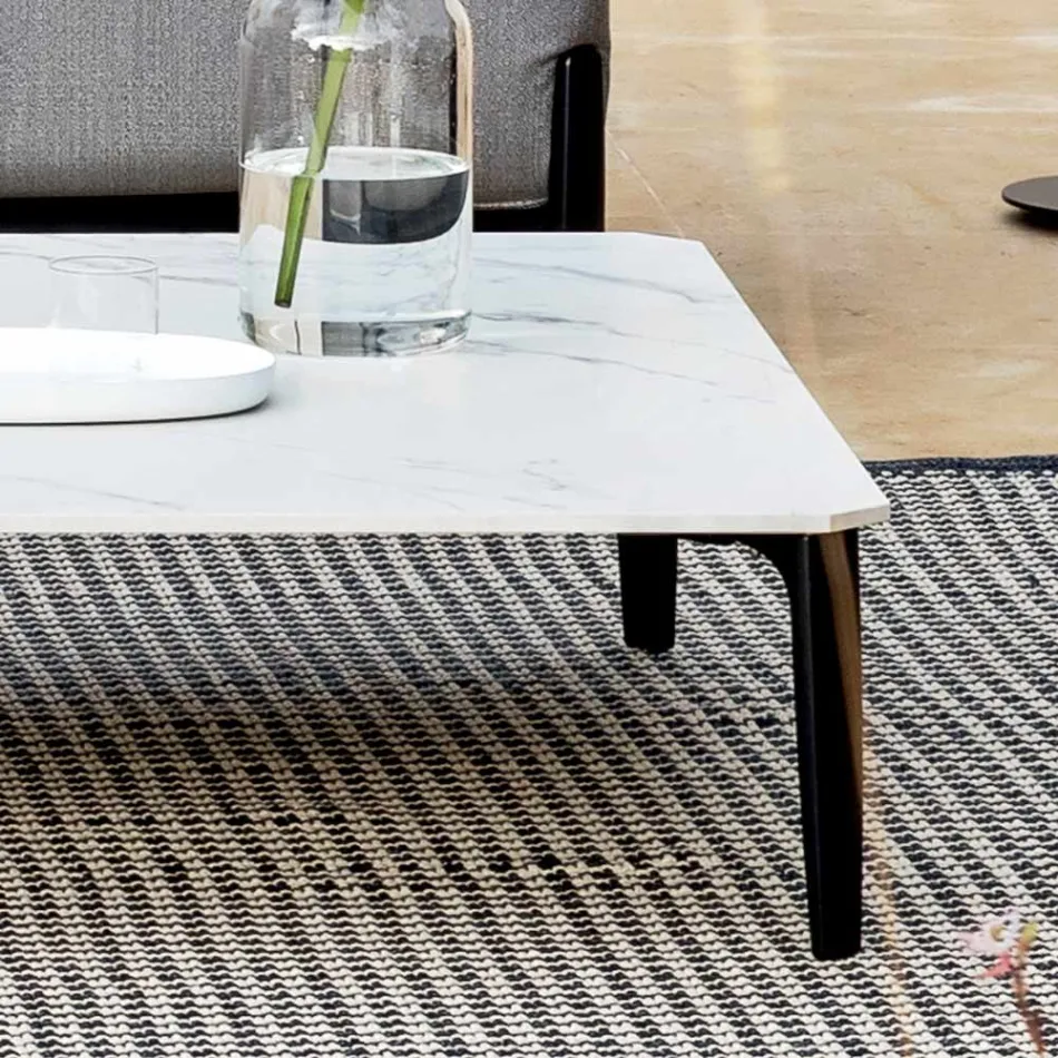 Kwadratowy stolik kawowy ogrodowy z aluminium i wysokiej jakości kamionki - Filomena Viadurini