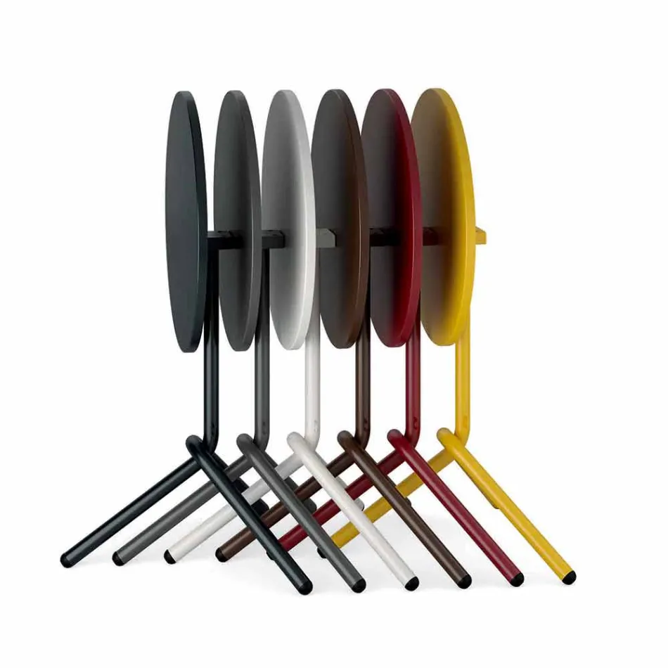 Okrągły zewnętrzny stół z blachy i blachy wyprodukowany we Włoszech - Alberic Viadurini