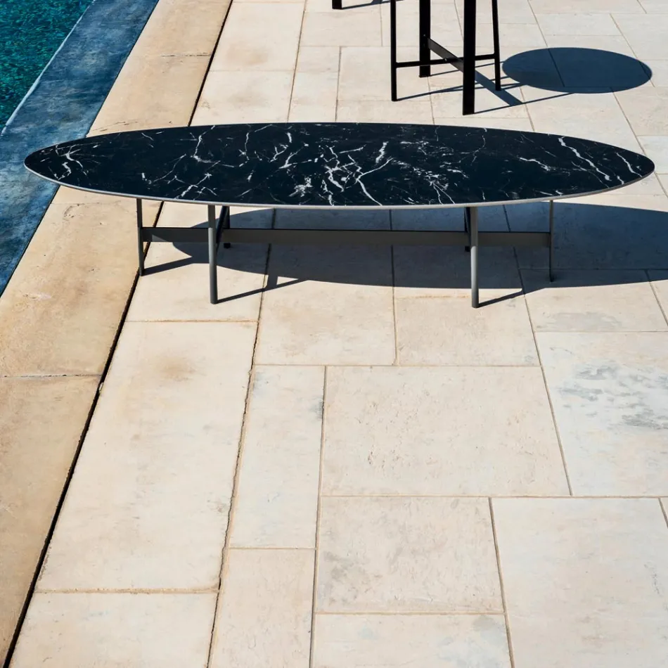 Stalowa konstrukcja stolika kawowego na zewnątrz Made in Italy - Zacznij od Myyour Viadurini