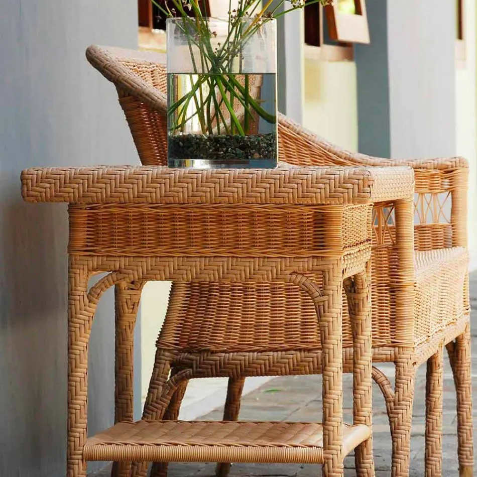 Coffee Garden 56x56 cm ręcznie tkany polietylen Czad Viadurini