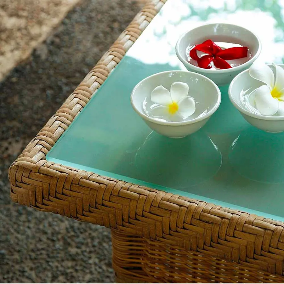 Coffee Garden 56x56 cm ręcznie tkany polietylen Czad Viadurini