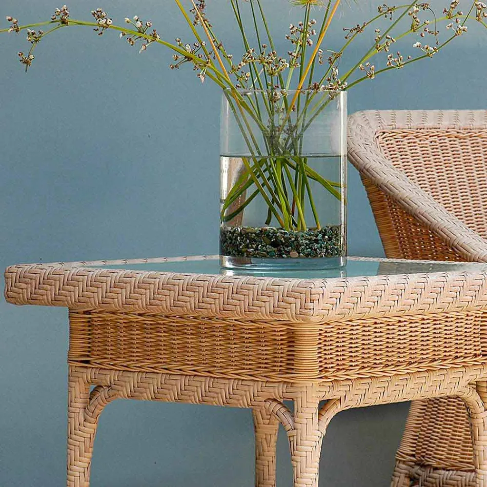 Coffee Garden 56x56 cm ręcznie tkany polietylen Czad Viadurini