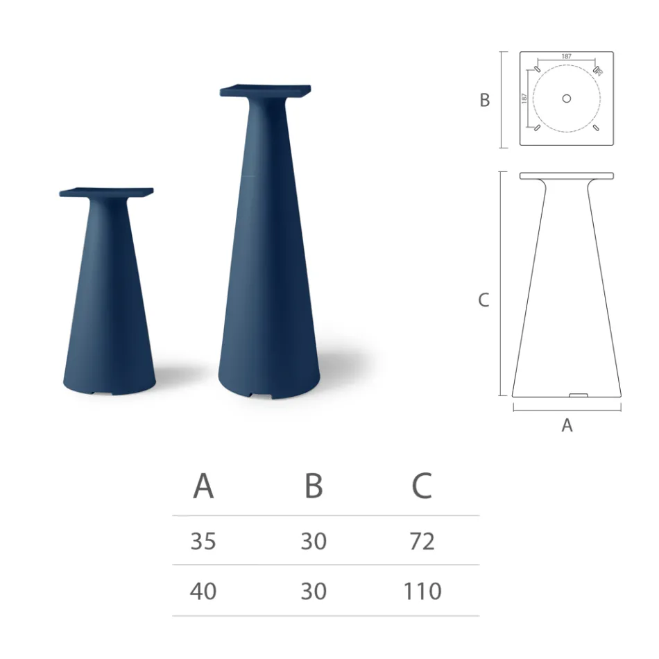 Podstawa stolika ogrodowego z polietylenu i HPL Made in Italy - Lucy Viadurini