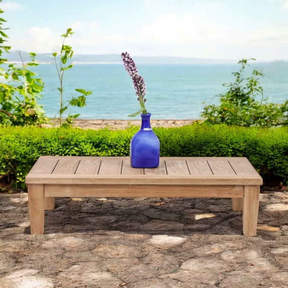 Stolik ogrodowy z naturalnego drewna tekowego - Artes Viadurini