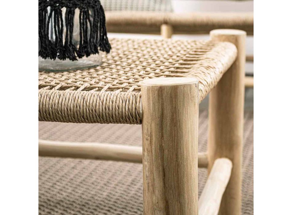 Stolik ogrodowy z gałązek tekowych z blatem z tkaniny - Tecno Viadurini