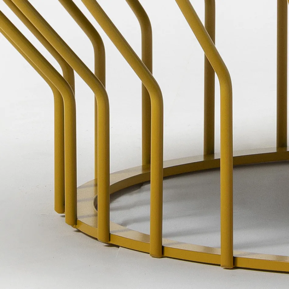 Stolik ogrodowy z ceramiki szklanej i metalu Made in Italy - Guerrino Viadurini