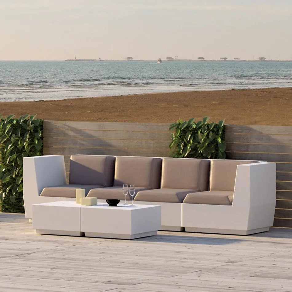 Kwadratowy stolik kawowy z polietylenu Made in Italy - Makao Viadurini