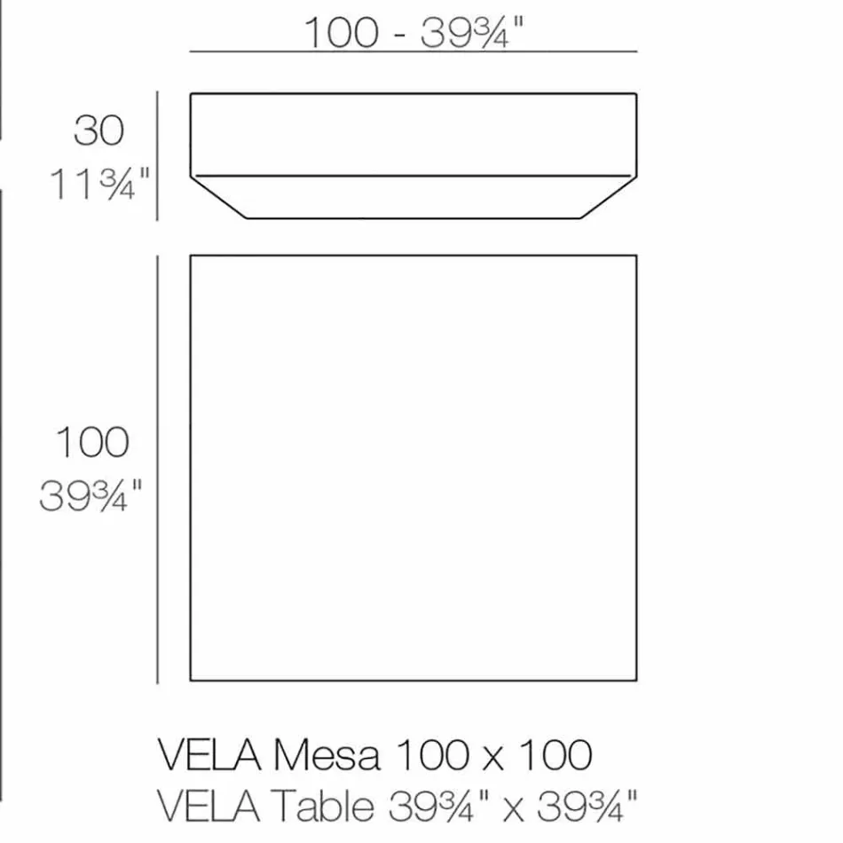 Kwadratowy nowoczesny stolik ogrodowy Vela firmy Vondom, z polietylenu Viadurini