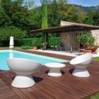 Okrągły stolik ogrodowy z kolorowego polietylenu Made in Italy - Desmond Viadurini