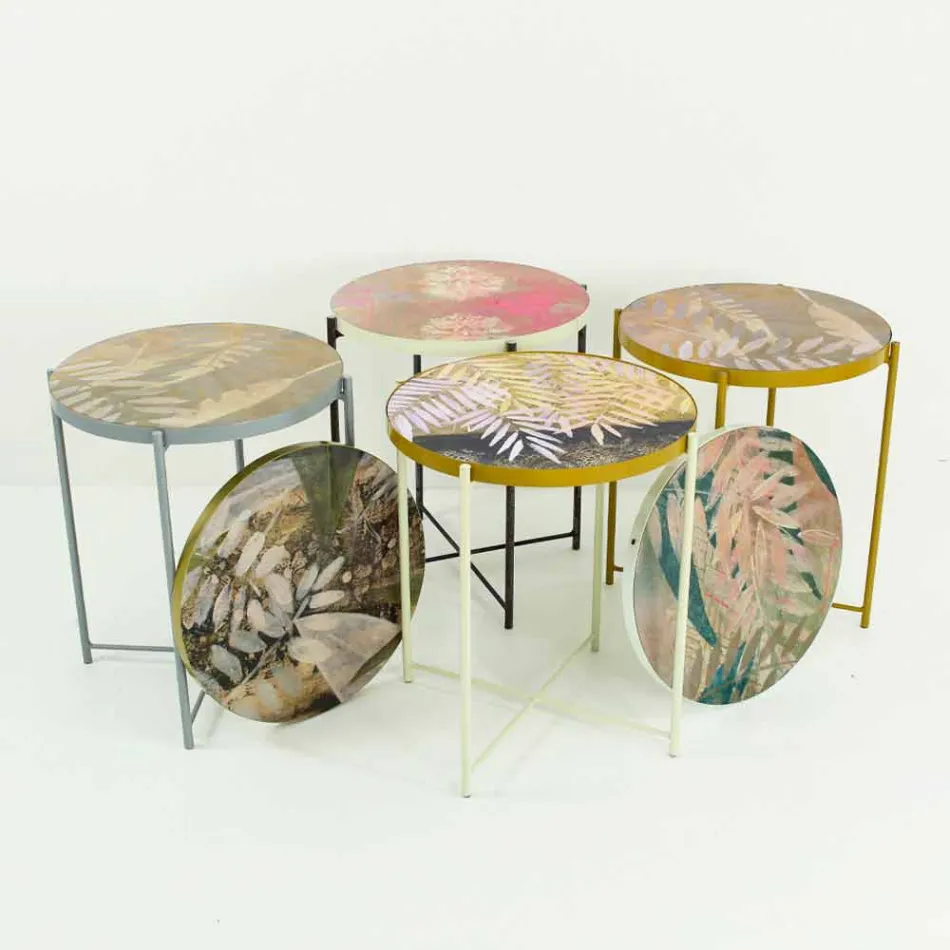 Stolik kawowy do wnętrz lub na zewnątrz z metalową konstrukcją Made in Italy - Carim Viadurini