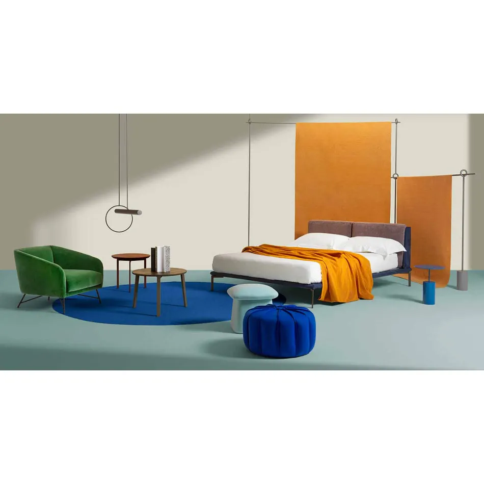 Stolik kawowy z 3 nogami ze stali i kolorowego drewna - ładny Viadurini