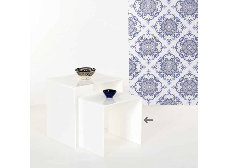 Nowoczesny biały stolik 40x40cm Terry Small, wykonany we Włoszech Viadurini
