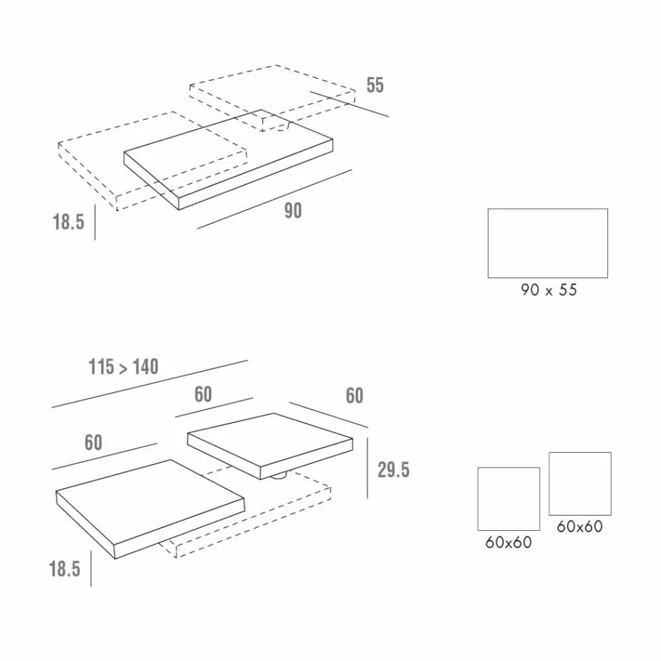 Stolik kawowy z obrotowymi blatami z HPL Made in Italy, Precious - Paris Viadurini