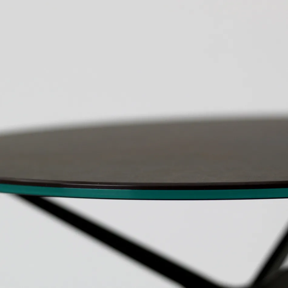 Stolik kawowy z okrągłym blatem z kamionki porcelanowej Made in Italy - Siste Viadurini