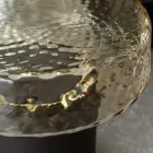 Stolik kawowy ze szklanym blatem i metalową podstawą Made in Italy - Batulla Viadurini