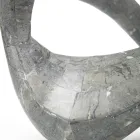 Stolik kawowy ze szklanym blatem i podstawą z kamienia kopalnego - Kalifornia Viadurini