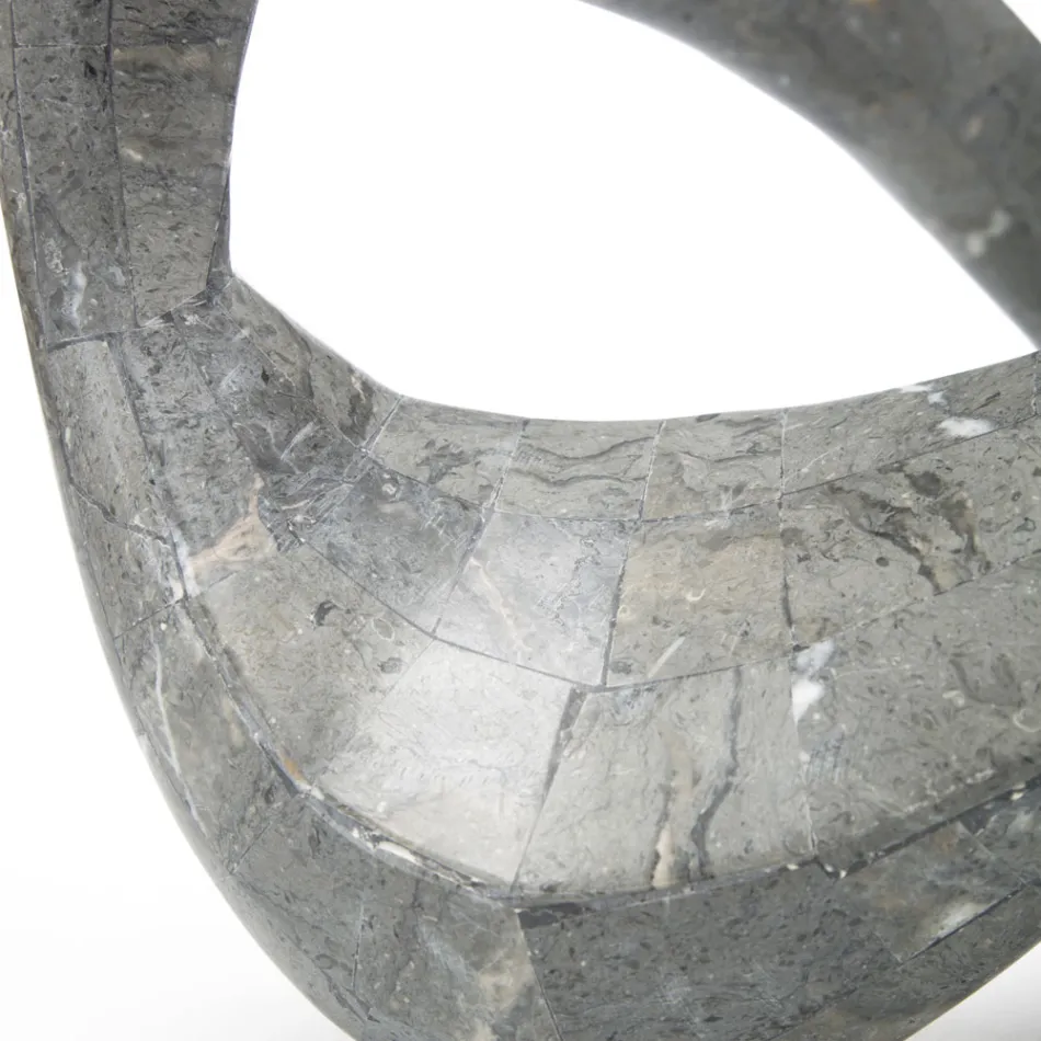 Stolik kawowy ze szklanym blatem i podstawą z kamienia kopalnego - Kalifornia Viadurini