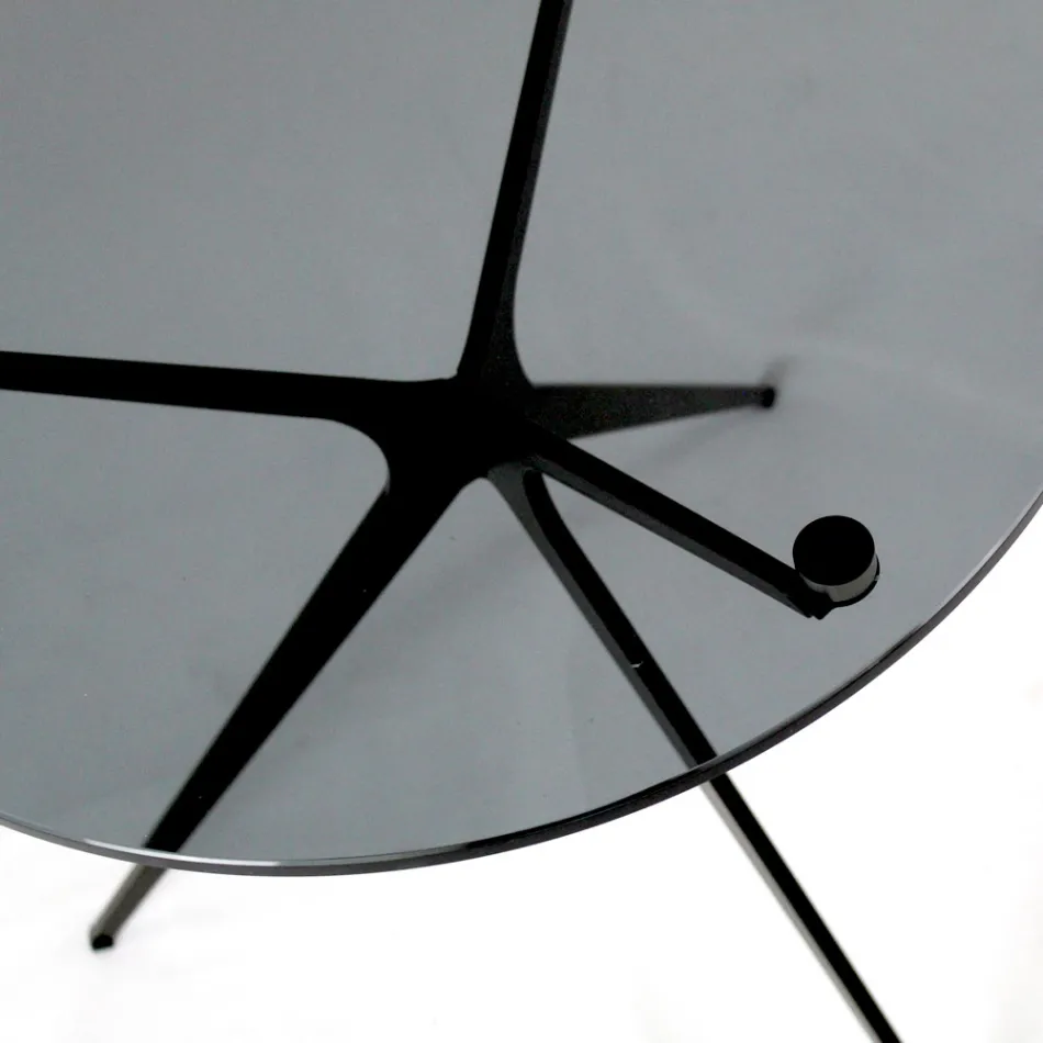 Stolik kawowy z okrągłym szklanym blatem i 3 nogami Made in Italy - Siste Viadurini
