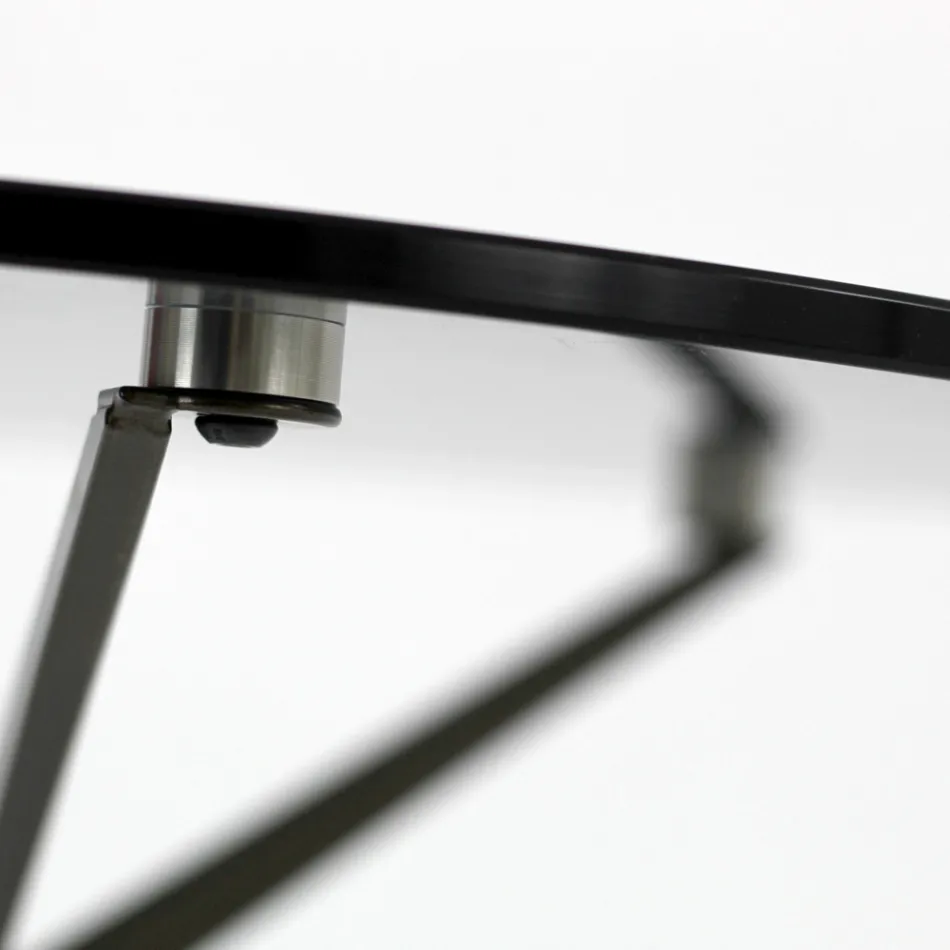 Stolik kawowy z okrągłym szklanym blatem i 3 nogami Made in Italy - Siste Viadurini