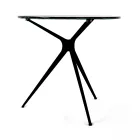 Stolik kawowy z okrągłym szklanym blatem i 3 nogami Made in Italy - Siste Viadurini