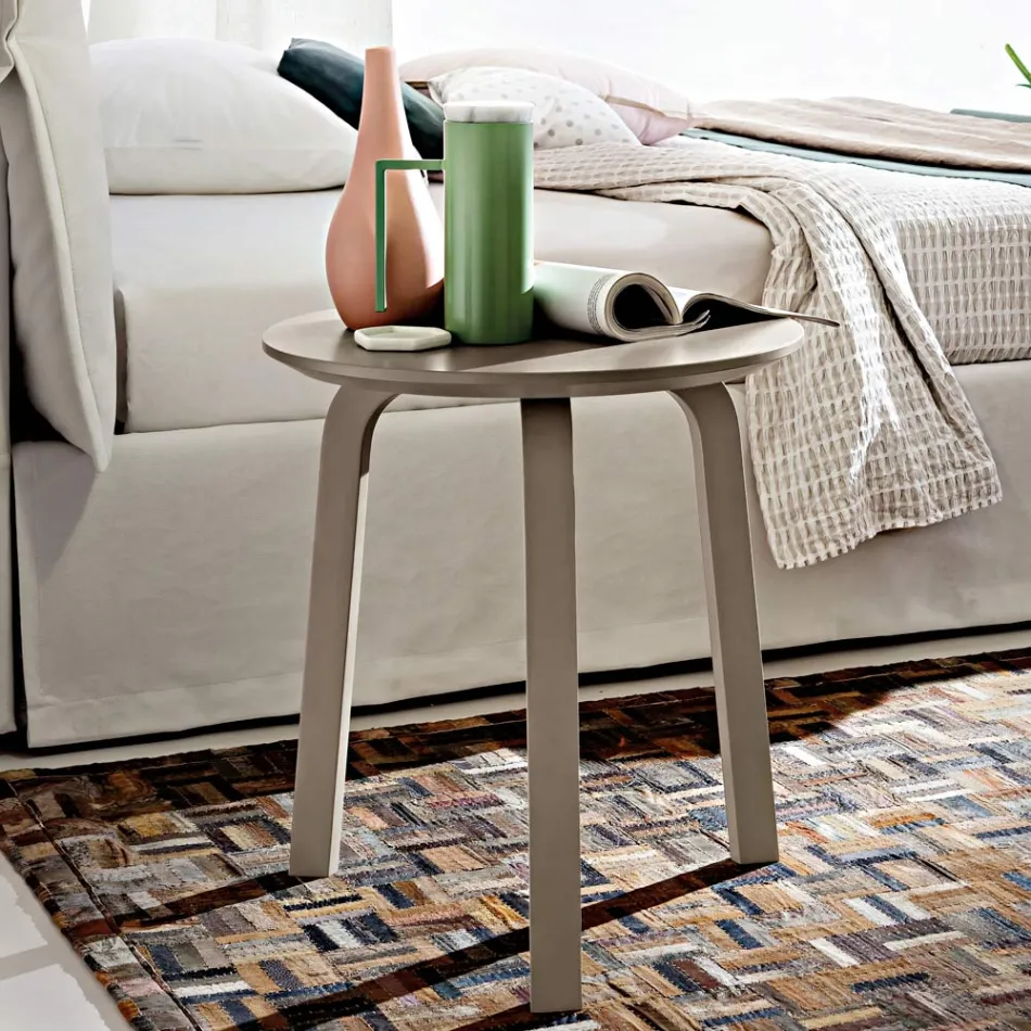 Stolik kawowy do salonu z okrągłym lakierowanym blatem z płyty MDF Made in Italy, Precious - Tobiko Viadurini