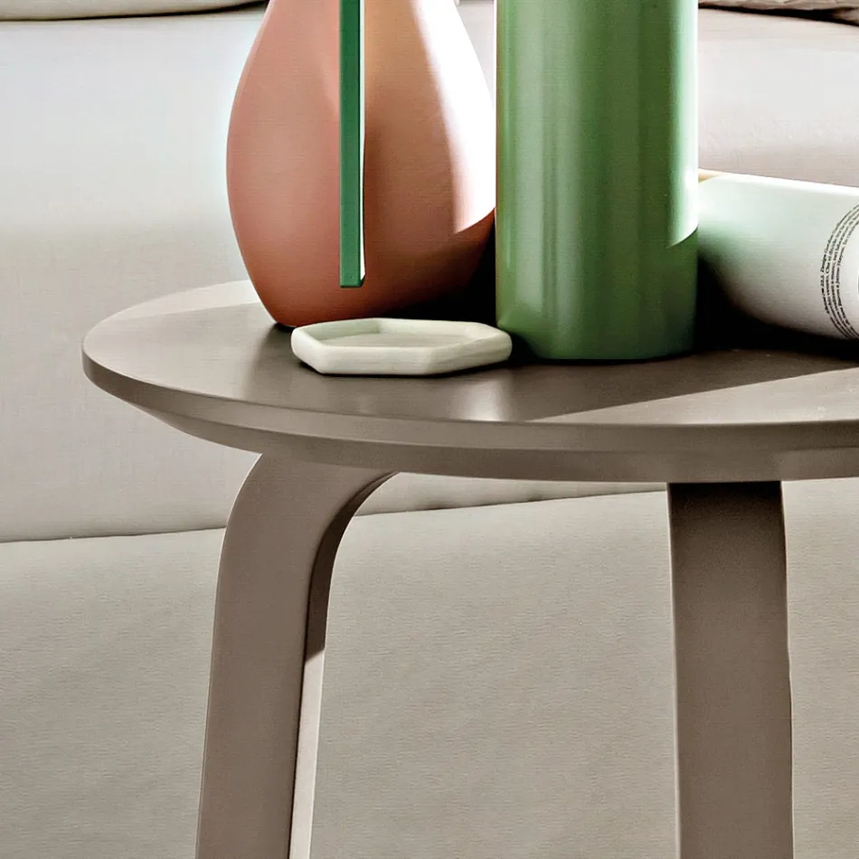 Stolik kawowy do salonu z okrągłym lakierowanym blatem z płyty MDF Made in Italy, Precious - Tobiko Viadurini