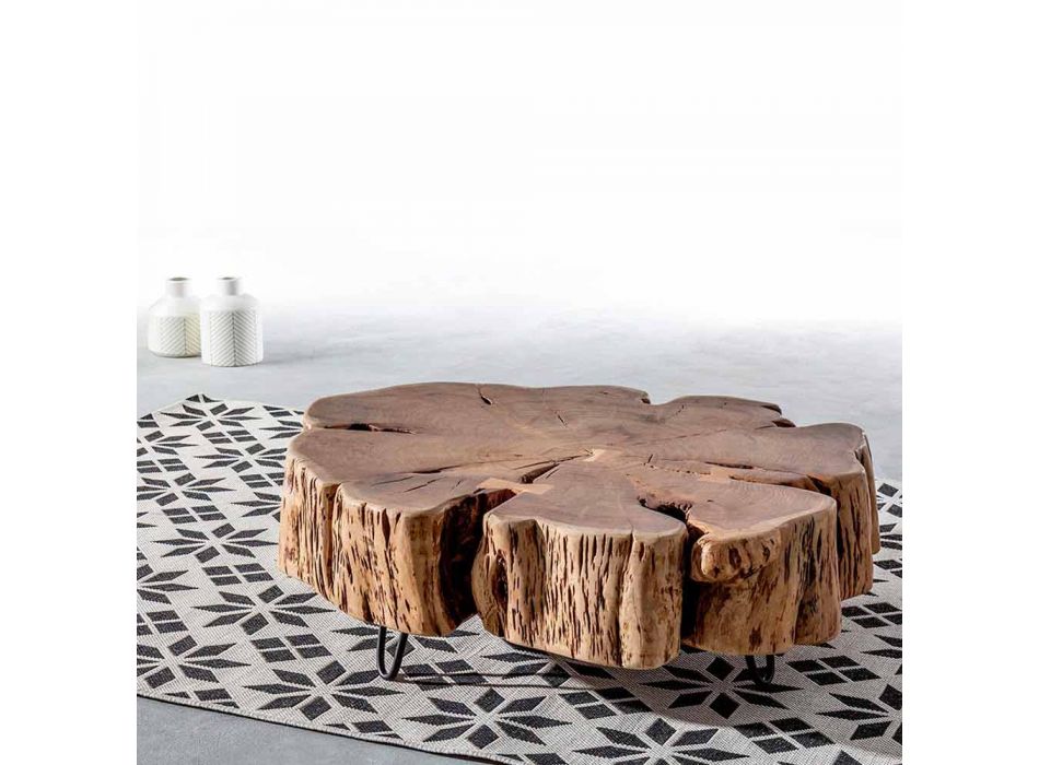 Stolik kawowy Homemotion z kształtowanym blatem z drewna akacjowego - Nabucco Viadurini